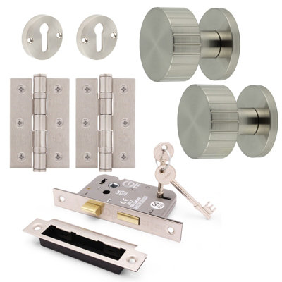 AFIT Notar Mortice Door Knob Sash Lock Kit - 80mm -  Satin Nickel