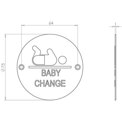 AFIT Polished Brass Baby Change Sign 76mm