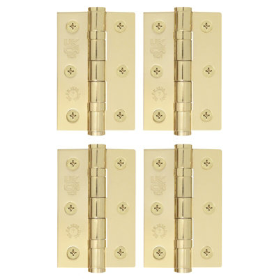 AFIT Polished Brass Door Hinges - 3 Inch / 76mm  Internal Fire Door Hinges - 2 Pairs
