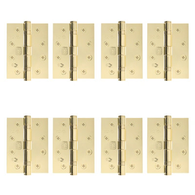 AFIT Polished Brass Door Hinges - 4 Inch / 102mm  Internal Fire Door Hinges - 4 Pairs