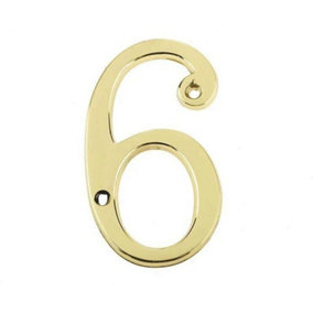 AFIT Polished Brass Door Number - Numeral 6/9 - Screw Fix 75mm