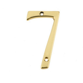 AFIT Polished Brass Door Number - Numeral 7 - Screw Fix 75mm