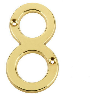 AFIT Polished Brass Door Number - Numeral 8 - Screw Fix 75mm