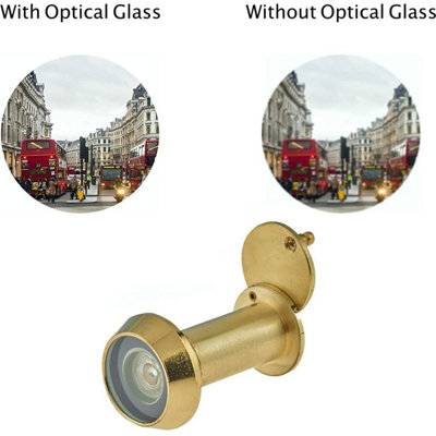 AFIT Polished Brass Door Viewer for 50-70mm Doors - 200 Degree Glass Lens - 14mm Diameter