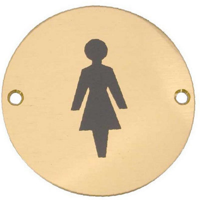 AFIT Polished Brass Female Pictogram Sign 76mm