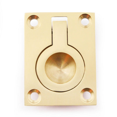 AFIT Polished Brass Flush Ring Cabinet Door Pull 50 x 38mm