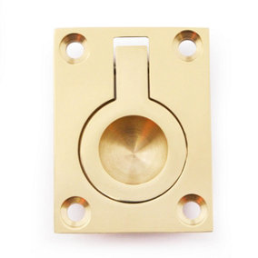 AFIT Polished Brass Flush Ring Cabinet Door Pull 50 x 38mm