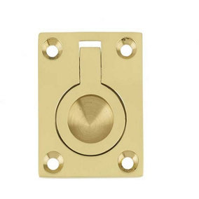AFIT Polished Brass Flush Ring Cabinet Door Pull 63 x 50mm