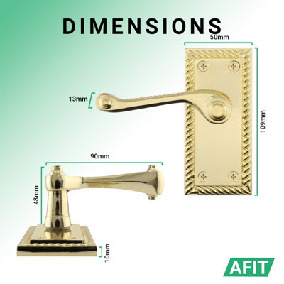 AFIT Polished Brass Georgian Scroll Internal Door Handles on Backplate - Lever Latch