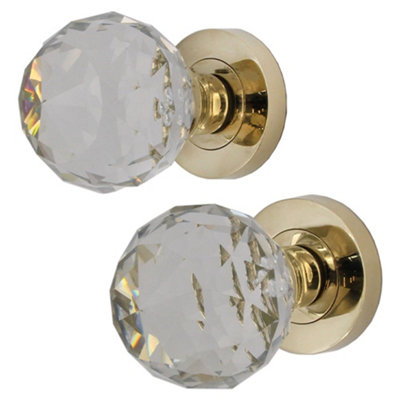 AFIT Polished Brass Glass Mortice Door Knob