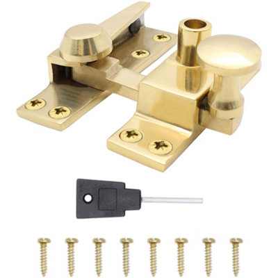 AFIT Polished Brass Lockable Sash Window Fastener