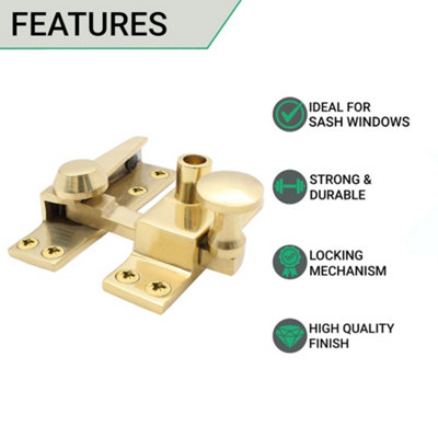 AFIT Polished Brass Lockable Sash Window Fastener