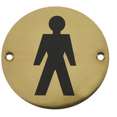 AFIT Polished Brass Male Pictogram Sign 76mm