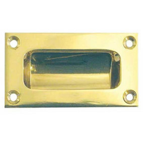 AFIT Polished Brass Rectangular Flush Cabinet Door Pull 75mm