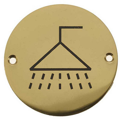 AFIT Polished Brass Shower Pictogram Sign 76mm