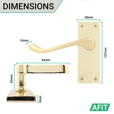 AFIT Polished Brass Traditional Victorian Scroll Internal Door Handles on Backplate - Lever Latch