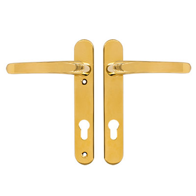 AFIT Polished Brass UPVC Door Handle - 92mm PZ Centres - 122mm Fixing Centres - 240x32mm