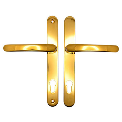 AFIT Polished Brass UPVC Door Handle - 92mm PZ Centres - 215mm Fixing Centres - 246x32mm