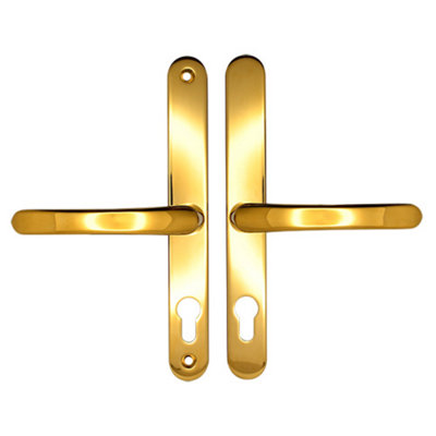 AFIT Polished Brass UPVC Door Handles - 68mm PZ Centres - 215mm Fixing Centres - 246x32mm