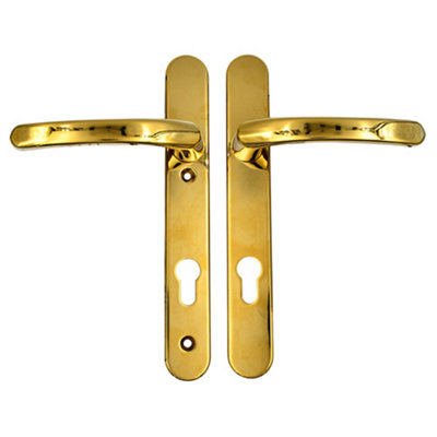 AFIT Polished Brass UPVC Door Handles - 92mm PZ Centres - 122mm Fixing Centres - 245x34mm