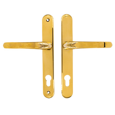 AFIT Polished Brass UPVC Door Handles - 92mm PZ Centres - 210 mm Fixing Centres - 242x34mm