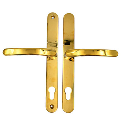 AFIT Polished Brass UPVC Door Handles - 92mm PZ Centres - 240mm Fixing Centres - 270x32mm
