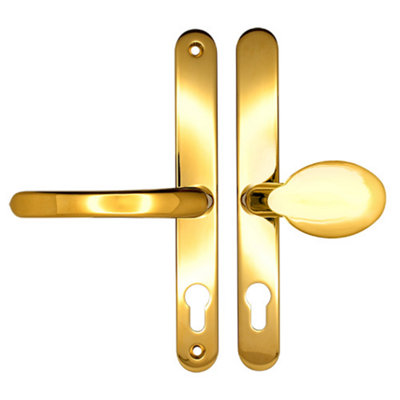 AFIT Polished Brass UPVC Lever Pad Door Handles - 68mm PZ Centres - 215mm Fixing Centres - 245x32mm