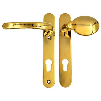 AFIT Polished Brass UPVC Lever Pad Door Handles - 92mm PZ Centres - 122mm Fixing Centres - 212x34mm