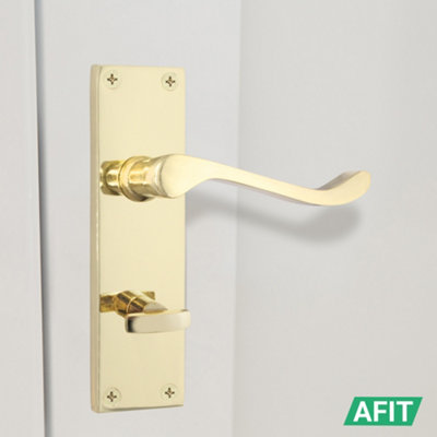 AFIT Polished Brass Victorian Scroll Bathroom Door Handles - Internal ...