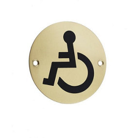 AFIT Polished Brass Wheelchair Pictogram Sign 76mm
