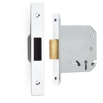 AFIT Polished Chrome 3 Lever Mortice Deadlock - 65mm Case 44mm Backset