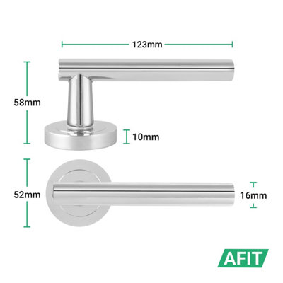 AFIT Polished Chrome Bathroom Door Handle Round Rose Kit, 1 Pair of ...