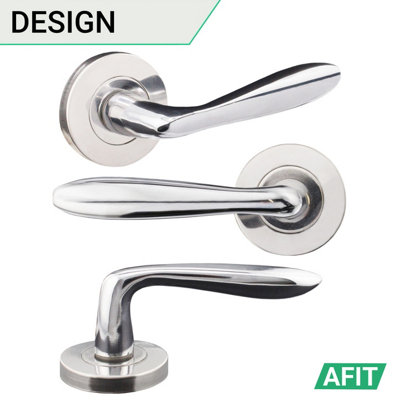 AFIT Polished Chrome Bathroom Door Handle Set Internal, Thumb Turn & Release Set,  66mm Lock, 76mm Hinges - Sarran Range - 4