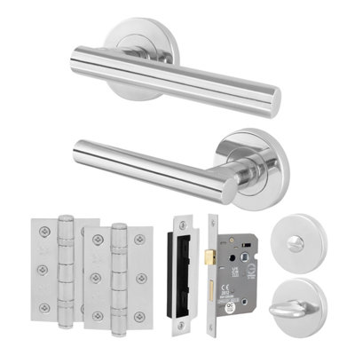 AFIT Polished Chrome Bathroom Door Handle Set Thumb Turn, Lock (64mm ...