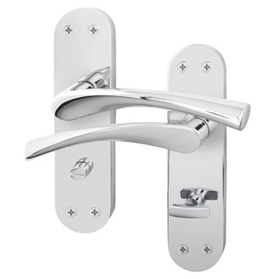 AFIT Polished Chrome Bathroom Door Handles - Novi Backplate Range