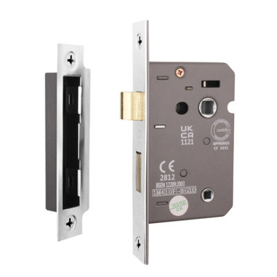AFIT Polished Chrome Bathroom Lock - Fire Rated & CE Approved Mortice Door Lock 80mm / 3 Inch