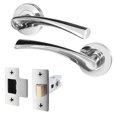 AFIT Polished Chrome Door Handle Latch set, Round Internal Door Handles, Latch 66mm - Novi Range