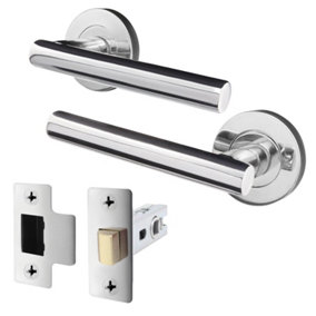 AFIT Polished Chrome Door Handle Latch Set T-Bar Internal Door Handles & Latch (66mm) Olvera Range
