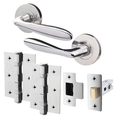 AFIT Polished Chrome Door Handle Set - Includes Door Handles, Latch (64mm) & Hinges (76mm) - Santeau Range Price Comparisons | Compare The Build