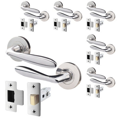 AFIT Polished Chrome Door Handle Set - Pack 6 - Includes Internal Door Handles & 64mm Latch - Santeau Range Price Comparisons | Compare The Build