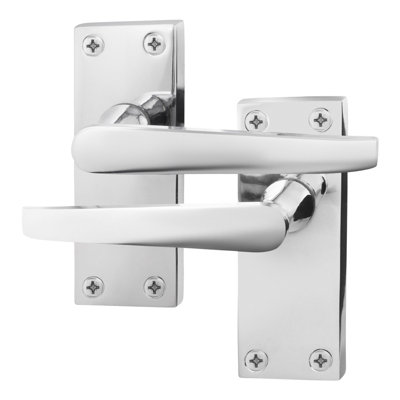 AFIT Polished Chrome Door Handles - Internal Door Handles on Backplate - Straight Pattern