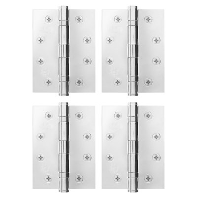 AFIT Polished Chrome Door Hinges - 4 Inch / 102mm  Internal Fire Door Hinges - 2 Pairs
