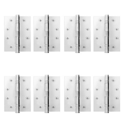AFIT Polished Chrome Door Hinges - 4 Inch / 102mm  Internal Fire Door Hinges - 4 Pairs