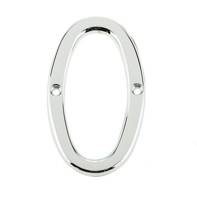 AFIT Polished Chrome Door Number - Numeral 0 - Screw Fix 75mm