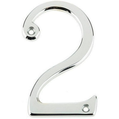 AFIT Polished Chrome Door Number - Numeral 2 - Screw Fix 75mm