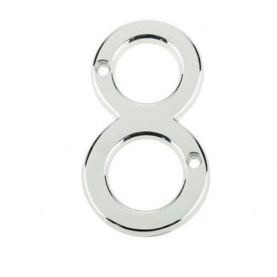 AFIT Polished Chrome Door Number - Numeral 8 - Screw Fix 75mm