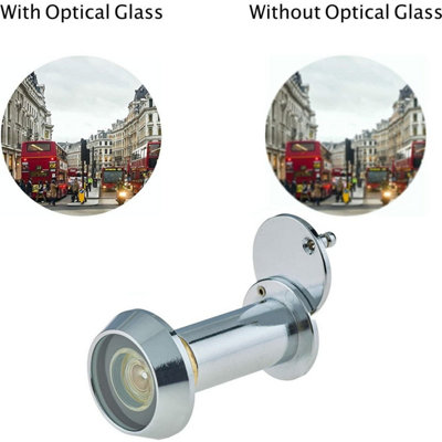 AFIT Polished Chrome Door Viewer for 50-70mm Doors - 200 Degree Glass Lens - 14mm Diameter