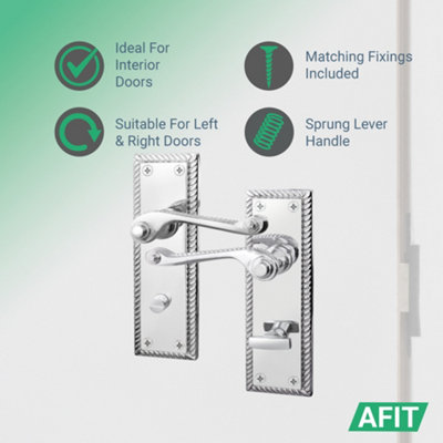 AFIT Polished Chrome Georgian Scroll Bathroom Door Handles - Internal Door Handles