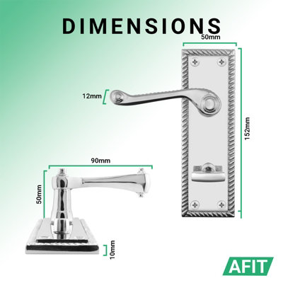 AFIT Polished Chrome Georgian Scroll Bathroom Door Handles - Internal Door Handles