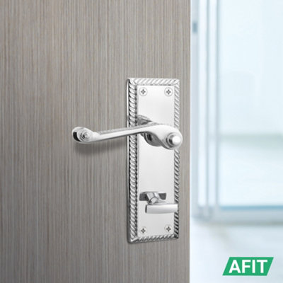 AFIT Polished Chrome Georgian Scroll Bathroom Door Handles - Internal Door Handles